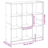 Bookcase Artisian Oak 102x32x108 cm Engineered Wood