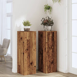 Plant Stands 2 pcs Old Wood 33x33x100 cm Engineered Wood - Side View