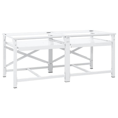 Double Washing Machine Pedestal with Pull-Out Shelves White