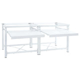 Double Washing Machine Pedestal with Pull-Out Shelves White - Side View