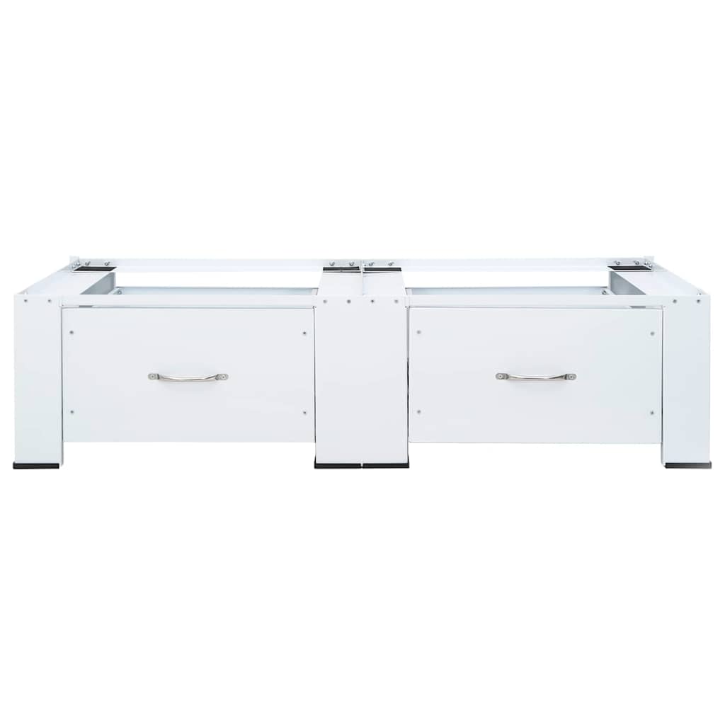 Double Washing Machine Pedestal with Drawers White