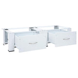 Double Washing Machine Pedestal with Drawers White - Side View