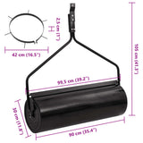 Garden Lawn Roller Pull with Aerator Clamps Black 63 L Iron - Low Angle