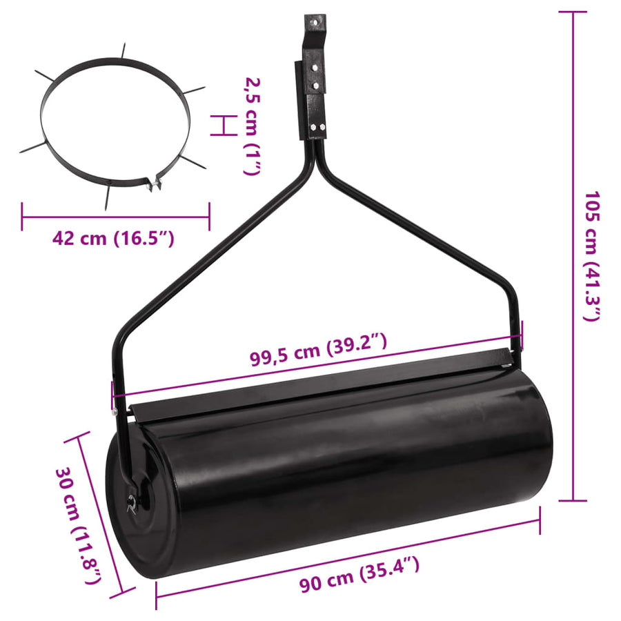 Garden Lawn Roller Pull with Aerator Clamps Black 63 L Iron