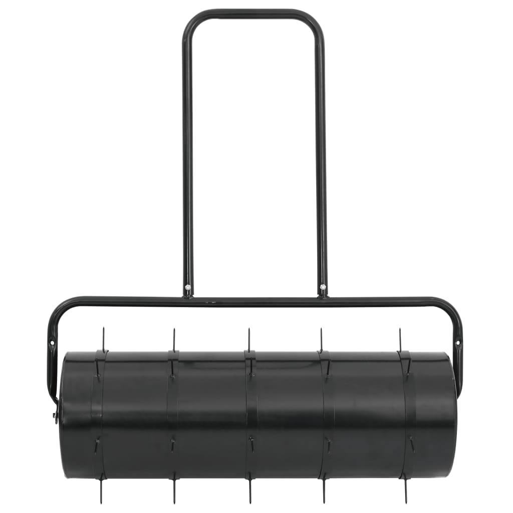 Garden Lawn Roller Pull with Aerator Clamps Black 63 L Iron and Steel