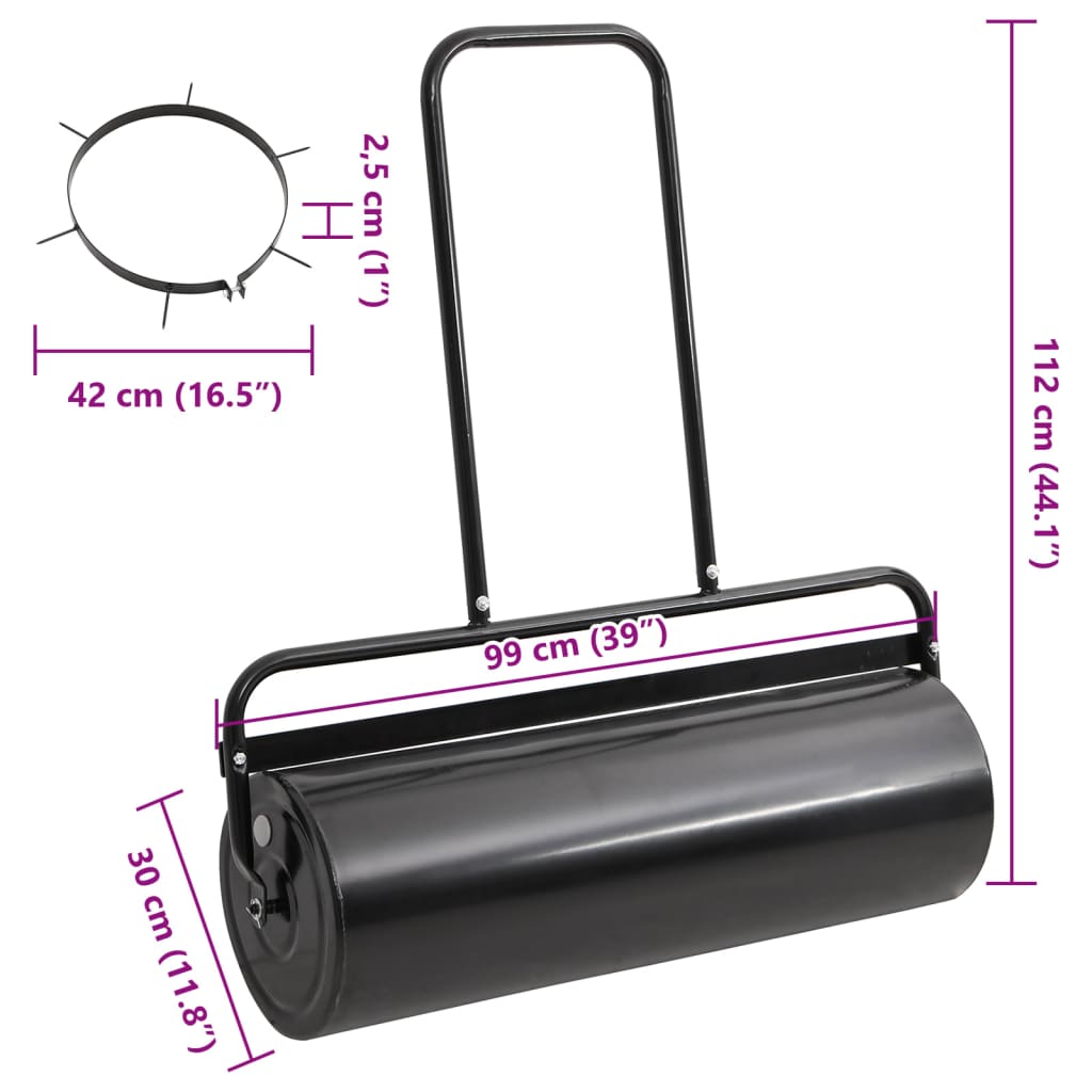 Garden Lawn Roller Pull with Aerator Clamps Black 63 L Iron and Steel
