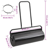 Garden Lawn Roller Pull with Aerator Clamps Black 63 L Iron and Steel - Low Angle