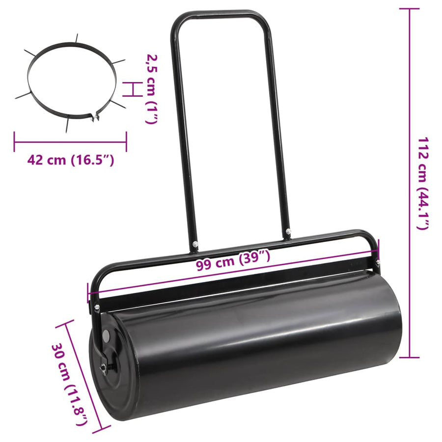 Garden Lawn Roller Pull with Aerator Clamps Black 63 L