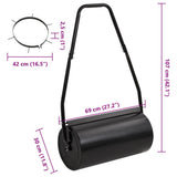 Garden Lawn Roller Pull with Aerator Clamps Black 42 L Iron and Steel - Low Angle