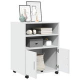 Rolling Cabinet White 60x48x81 cm Engineered Wood - Side View