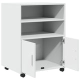 Rolling Cabinet White 60x48x81 cm Engineered Wood - Close-Up Angle