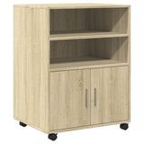 Rolling Cabinet Sonoma Oak 60x48x81 cm Engineered Wood - Front View