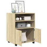 Rolling Cabinet Sonoma Oak 60x48x81 cm Engineered Wood - Side View