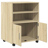 Rolling Cabinet Sonoma Oak 60x48x81 cm Engineered Wood - Close-Up Angle
