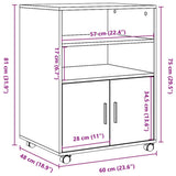 Rolling Cabinet Sonoma Oak 60x48x81 cm Engineered Wood - Extra Image