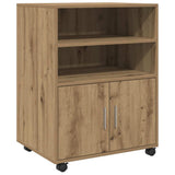 Rolling Cabinet Artisian Oak 60x48x81 cm Engineered Wood - Front View