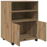 Rolling Cabinet Artisian Oak 60x48x81 cm Engineered Wood - Close-Up Angle