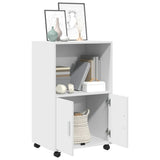 Rolling Cabinet White 55x40x91 cm Engineered Wood - Side View