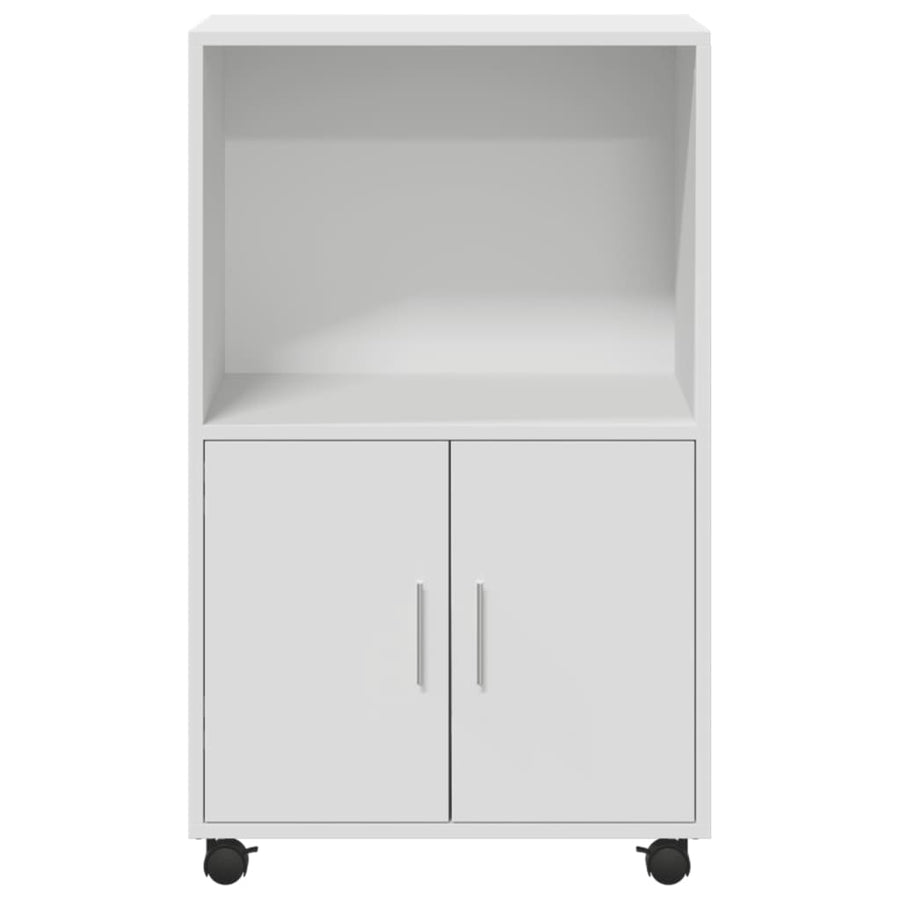 Rolling Cabinet White 55x40x91 cm Engineered Wood