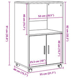 Rolling Cabinet White 55x40x91 cm Engineered Wood