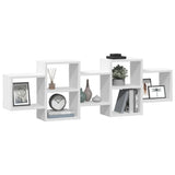 Wall Shelf White 129x18x42 cm Engineered Wood - Side View
