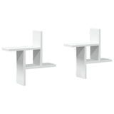Wall Shelves 2 pcs White 38x12x38 cm Engineered Wood - Front View
