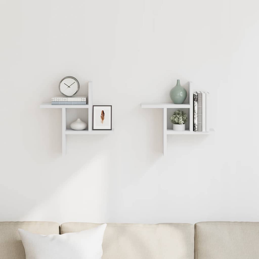Wall Shelves 2 pcs White 38x12x38 cm Engineered Wood