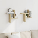 Wall Shelves 2 pcs Sonoma Oak 38x12x38 cm Engineered Wood - Side View