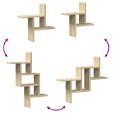 Wall Shelves 2 pcs Sonoma Oak 38x12x38 cm Engineered Wood - Close-Up Angle