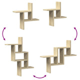 Wall Shelves 2 pcs Sonoma Oak 38x12x38 cm Engineered Wood - Low Angle