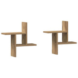 Wall Shelves 2 pcs Artisian Oak 38x12x38 cm Engineered Wood - Front View