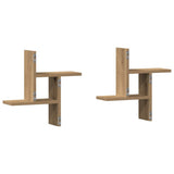 Wall Shelves 2 pcs Artisian Oak 38x12x38 cm Engineered Wood - Close-Up Angle