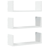 Wall Shelves 3 pcs White 58x18x18 cm Engineered Wood - Front View