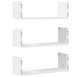 Wall Shelves 3 pcs White 58x18x18 cm Engineered Wood - Rear View