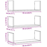 Wall Shelves 3 pcs White 58x18x18 cm Engineered Wood