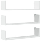 Wall Shelves 3 pcs White 80x18x18 cm Engineered Wood - Front View