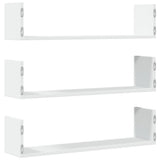 Wall Shelves 3 pcs White 80x18x18 cm Engineered Wood - Rear View