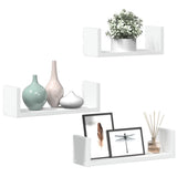 Wall Shelf 3 pcs White Engineered Wood - Side View