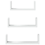Wall Shelf 3 pcs White Engineered Wood - Top-Down View