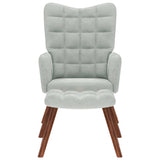 Relaxing Chair with Stool Light Grey Velvet