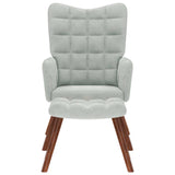 Relaxing Chair with Stool Light Grey Velvet - Side View