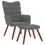Relaxing Chair with Stool Dark Grey Velvet