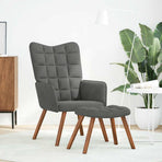 Relaxing Chair with Stool Dark Grey Velvet