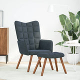 Relaxing Chair with Stool Dark Grey Velvet - Front View
