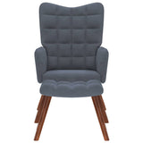 Relaxing Chair with Stool Dark Grey Velvet