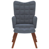 Relaxing Chair with Stool Dark Grey Velvet - Side View