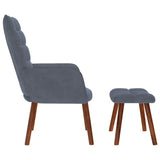 Relaxing Chair with Stool Dark Grey Velvet