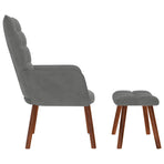 Relaxing Chair with Stool Dark Grey Velvet