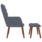 Relaxing Chair with Stool Dark Grey Velvet - Rear View