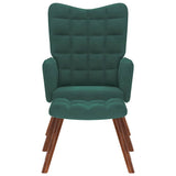 Relaxing Chair with Stool Dark Green Velvet